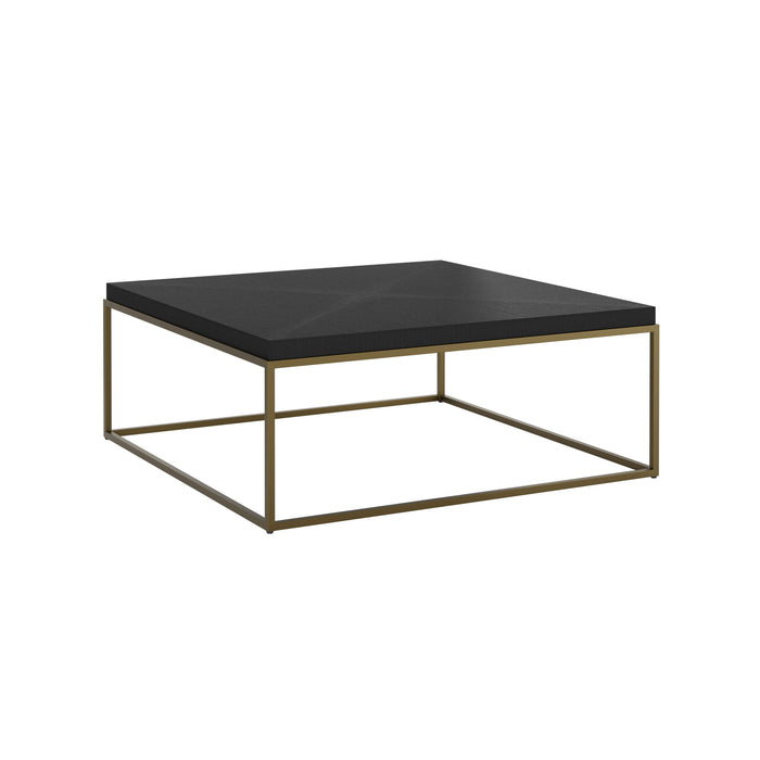 Norton Black Square Hand-Cut Ridge Coffee Table Brass Trim