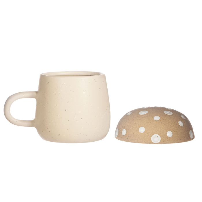 Cream Mushroom Mug With Lid