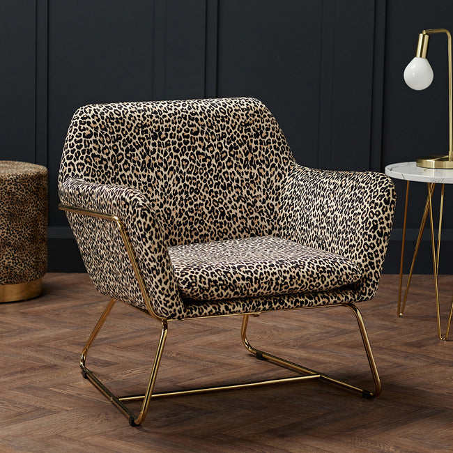 Charles Leopard Print Velvet Armchair