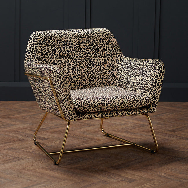 Charles Leopard Print Velvet Armchair