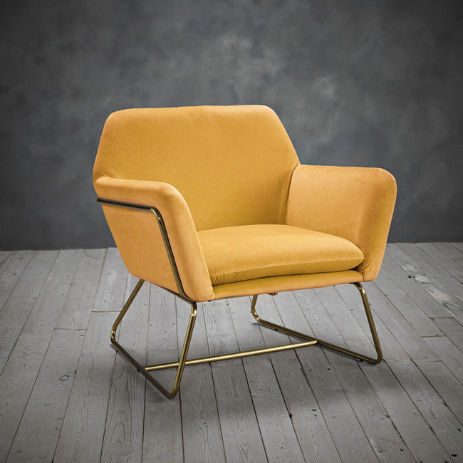 Charles Mustard Velvet Armchair