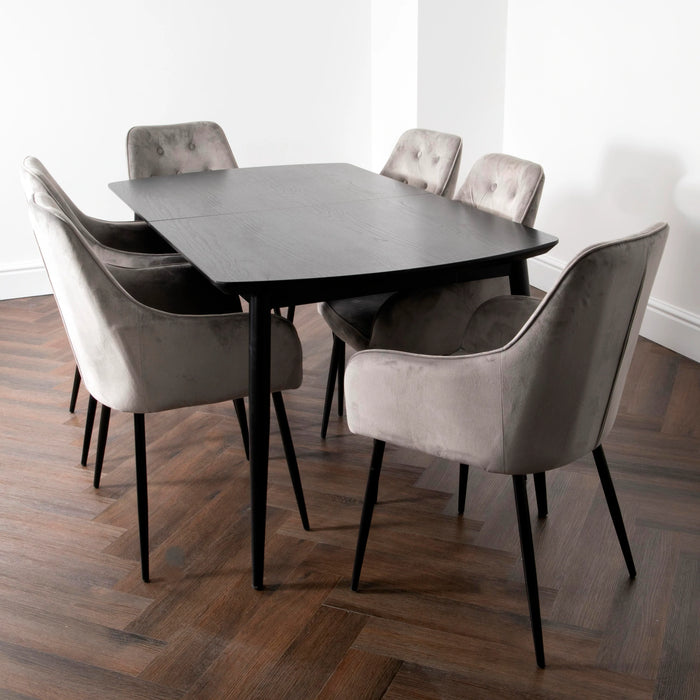 Oxford Dark Ash 160-200cm Extending Dining Table + Chesterfield Chairs Set