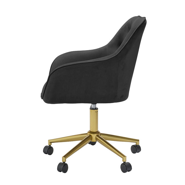 Darwin Black Velvet Office Chair with Gold Legs