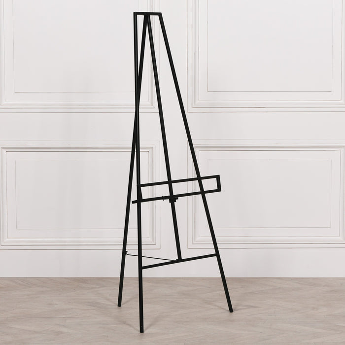 Black Metal Easel with Adjustable Shelf 147cm