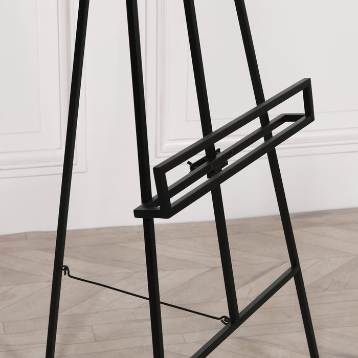 Black Metal Easel with Adjustable Shelf 147cm