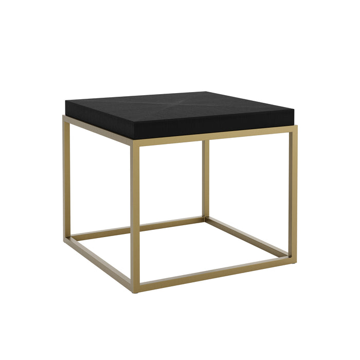 Norton Black Square Hand-Cut Ridge Side Table Brass Trim