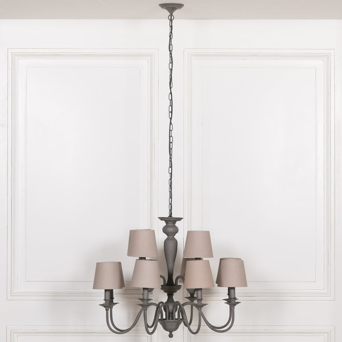 Grey 12 Branch Chandelier with Shades