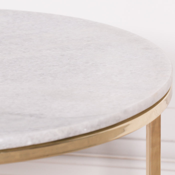 Gold Metal Side Table with Marble Top - Modern Home Interiors