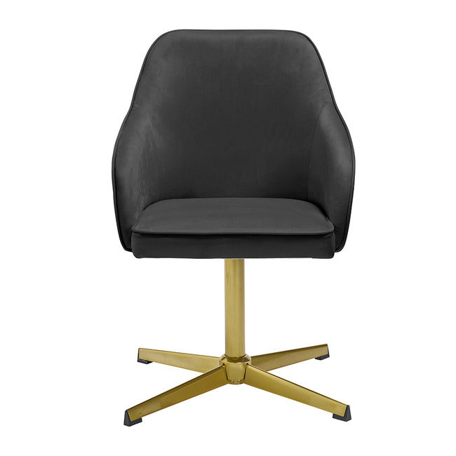 Felix Black Velvet Office Chair with Gold Legs