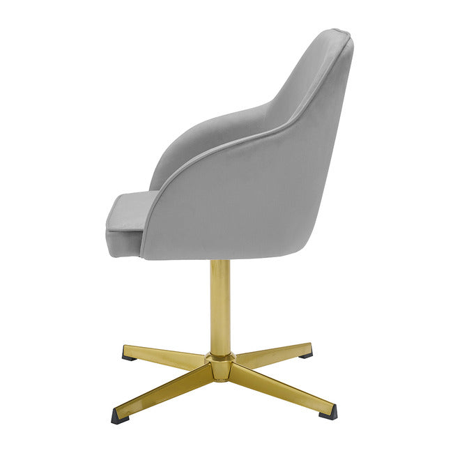 Felix Grey Velvet Office Chair with Gold Legs