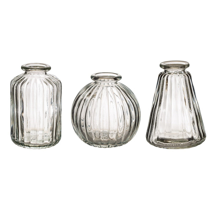 Set Of 3 Glass Bud Vases -  Plain Glass - Modern Home Interiors