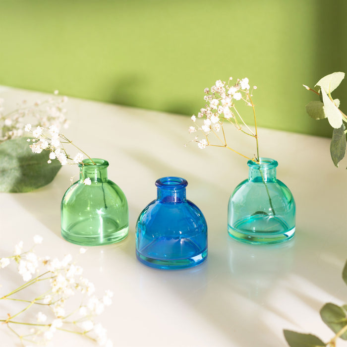 Cool Toned Mini Bud Vases - Set Of 3