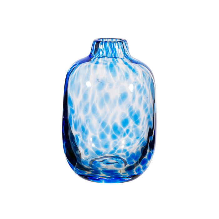 Small Blue Speckled Glass Vase