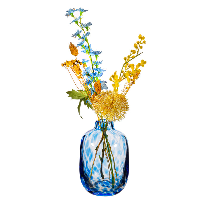 Small Blue Speckled Glass Vase