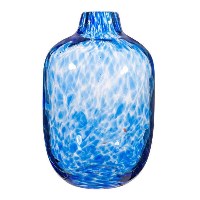 Large Blue Speckled Glass Vase