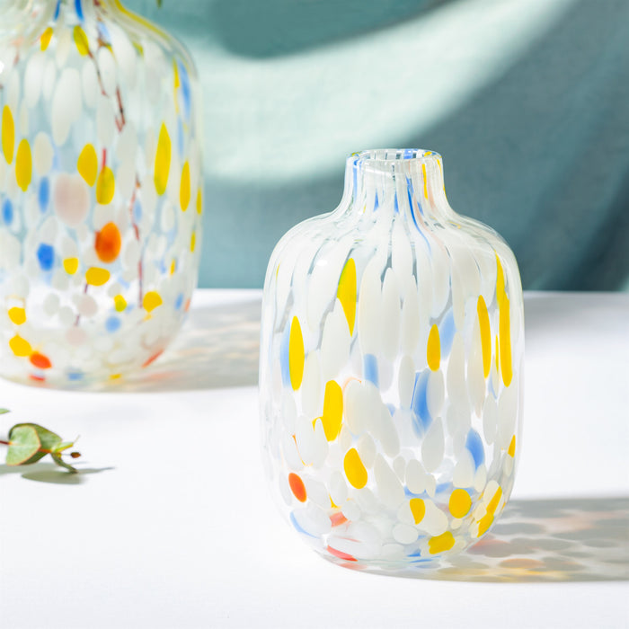 Small Multicoloured Speckled Glass Vase