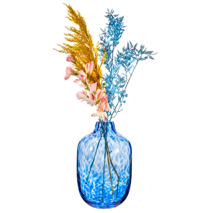 Large Blue Speckled Glass Vase