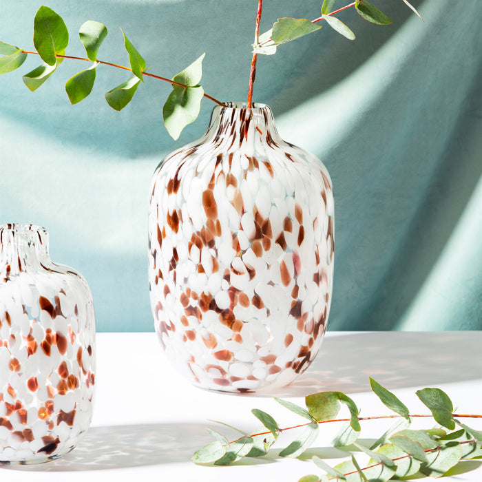 Large Brown Speckled Glass Vase