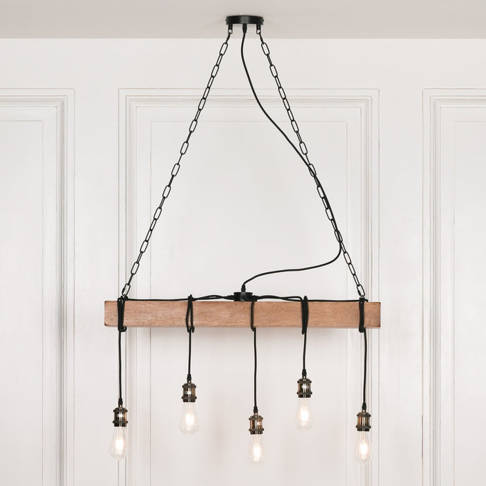 Industrial Style Wooden Ceiling Light