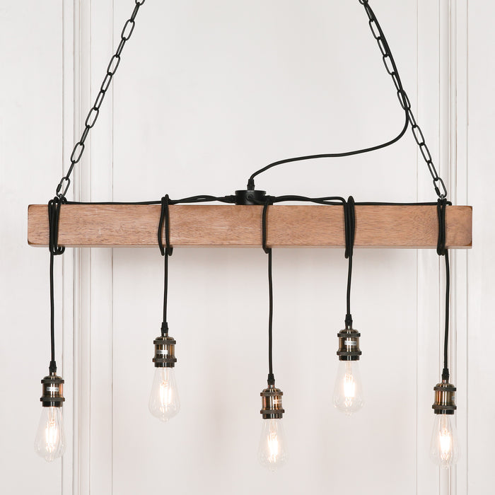 Industrial Style Wooden Ceiling Light