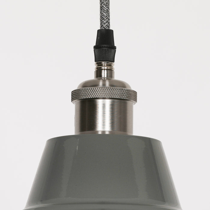 Factory Style Grey Enamel Painted 36cm Pendant Light