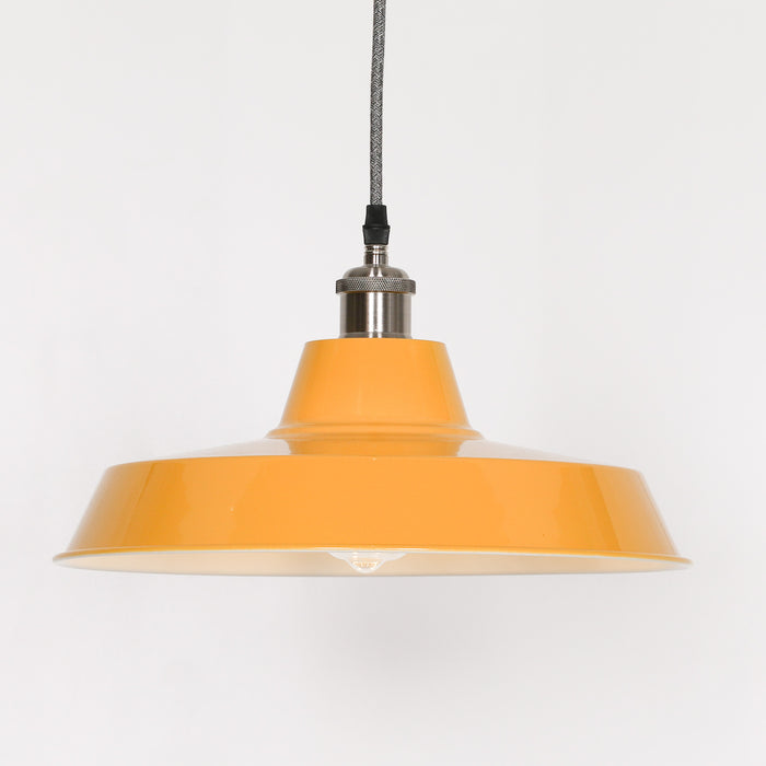 Factory Style Mustard Yellow Enamel Painted 36cm Pendant Light