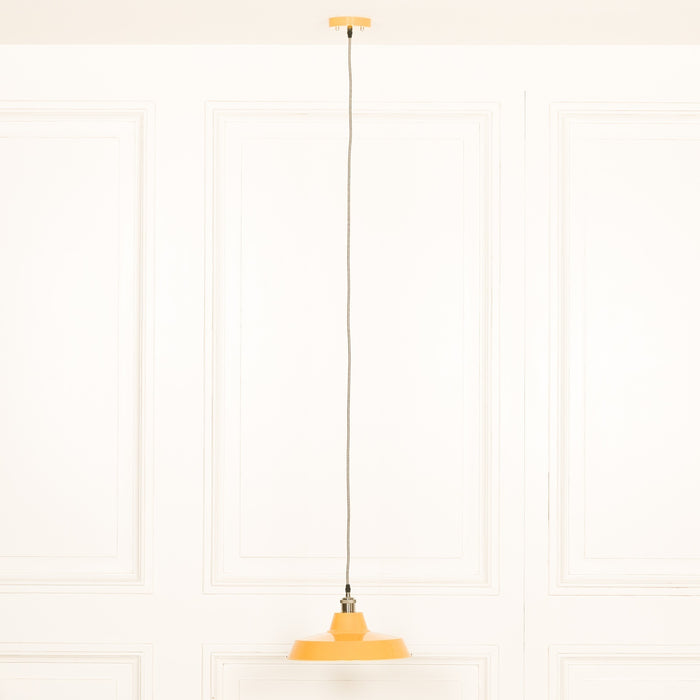 Factory Style Mustard Yellow Enamel Painted 36cm Pendant Light