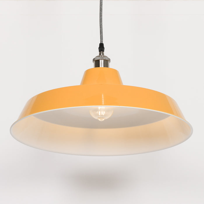 Factory Style Mustard Yellow Enamel Painted 46cm Pendant Light