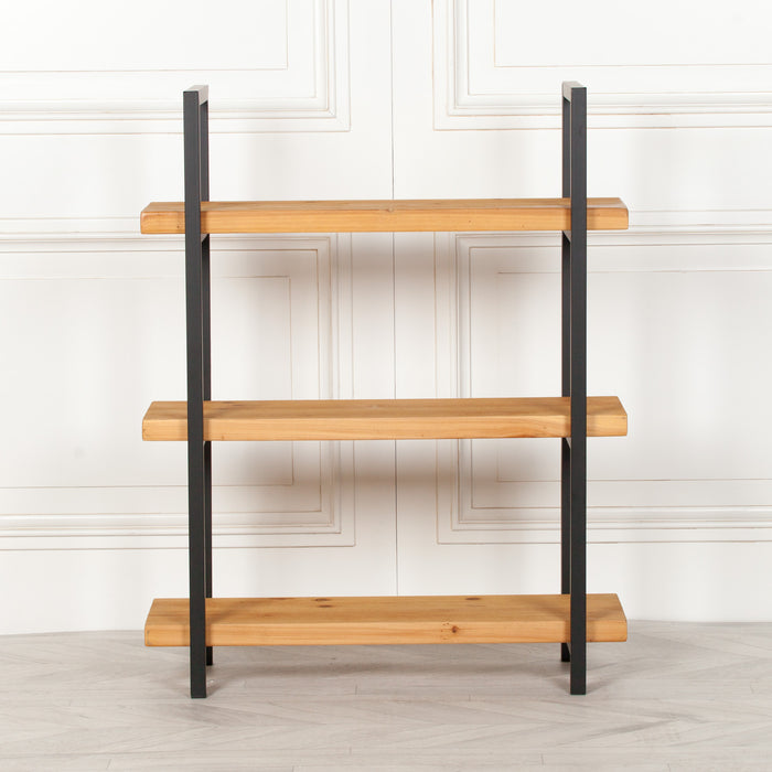 Rustic Wooden Industrial 3 Tier Bookcase Shelving Unit