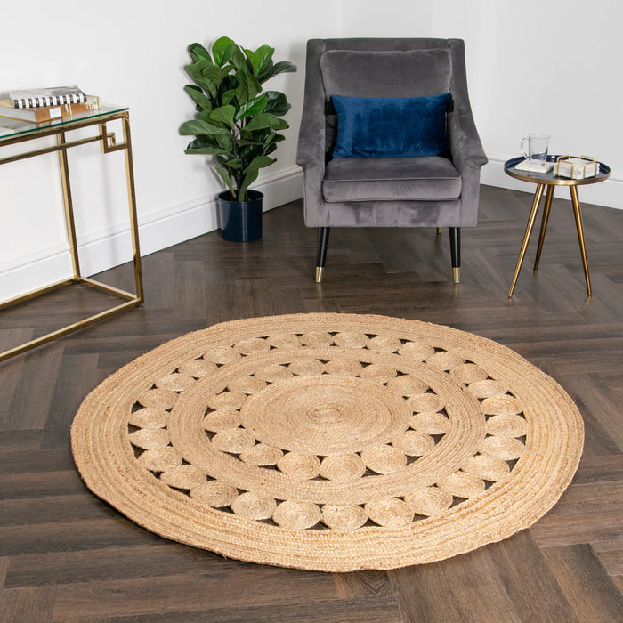 Circle Pattern Round Jute Rug (2 Sizes)