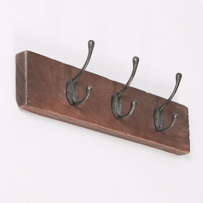 Vintage Cast Iron Mango Wood Coat Hanger Hook