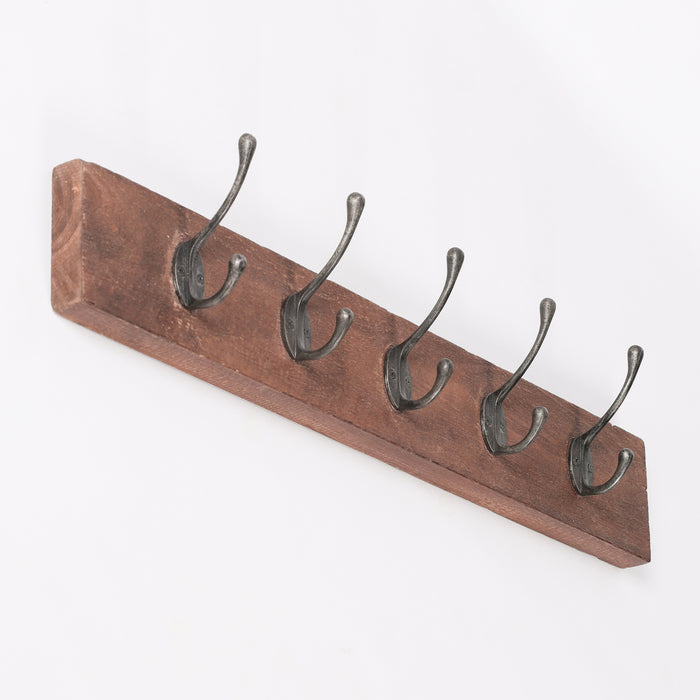 Vintage Cast Iron Mango Wood Coat Hanger Hook