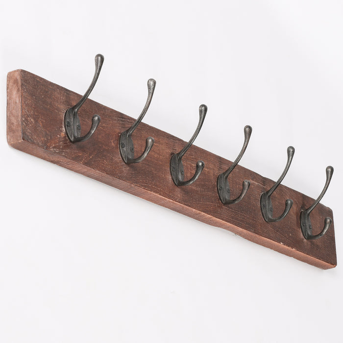 Vintage Cast Iron Mango Wood Coat Hanger Hook