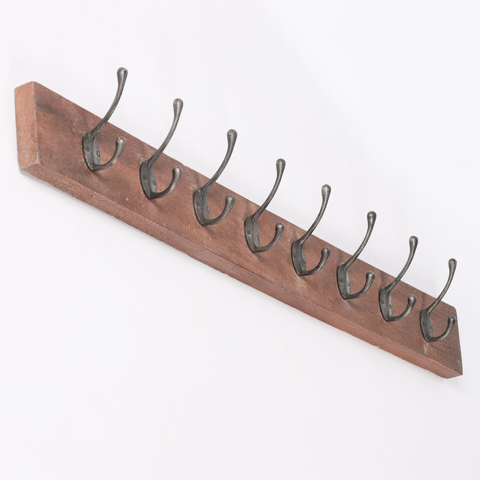 Vintage Cast Iron Mango Wood Coat Hanger Hook