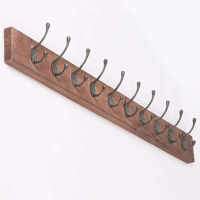 Vintage Cast Iron Mango Wood Coat Hanger Hook