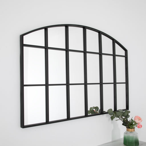 Horizontal Grid Arch Mirror - Black - Modern Home Interiors