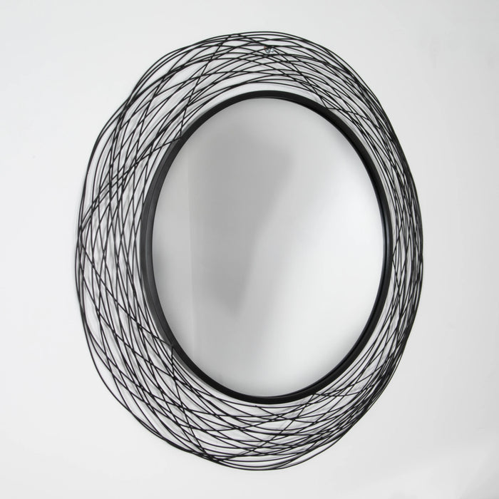 Metal Wire Nest Effect Metal Round Abstract Mirror 90cm