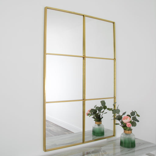 Brooklyn Gold Window Grid Mirror - 120 x 80cm - Modern Home Interiors