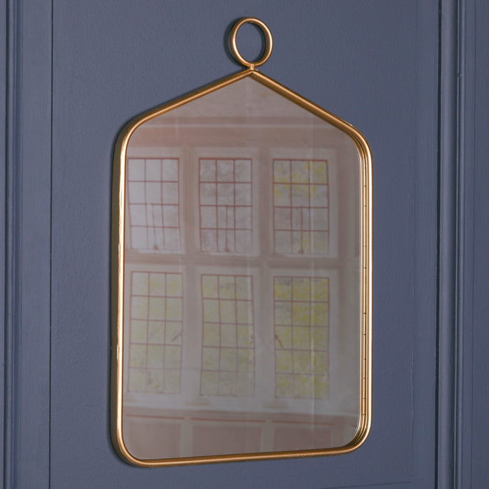 Gold Rectangular Hook Wall Mirror