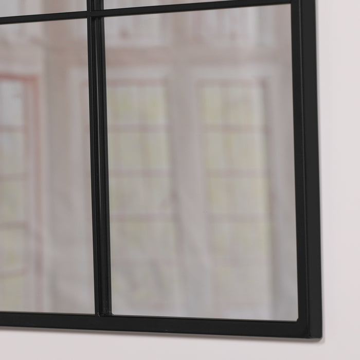 Black Metal Window Grid Mirror - 60cm - Modern Home Interiors