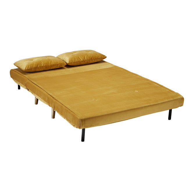 Madison Plush Velvet Sofa Bed - Mustard