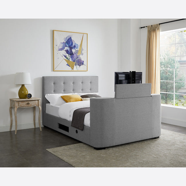 Mayfair Grey Fabric TV Bed Frame