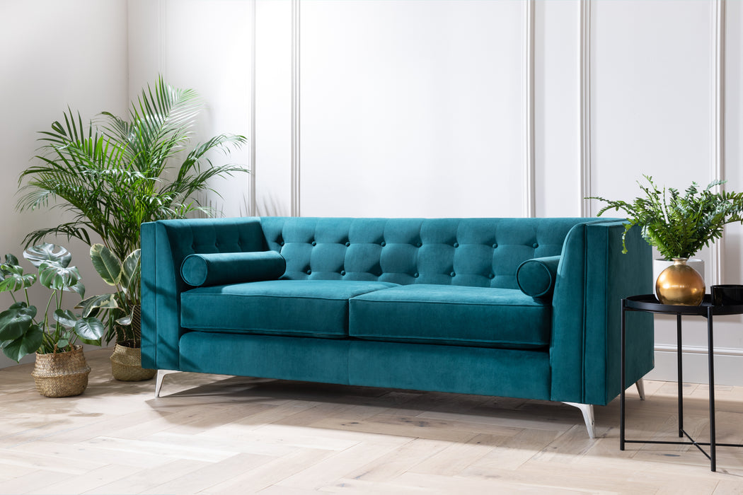 Bespoke Miami Velvet and Chrome Luxe Sofa Collection - All Options - Modern Home Interiors