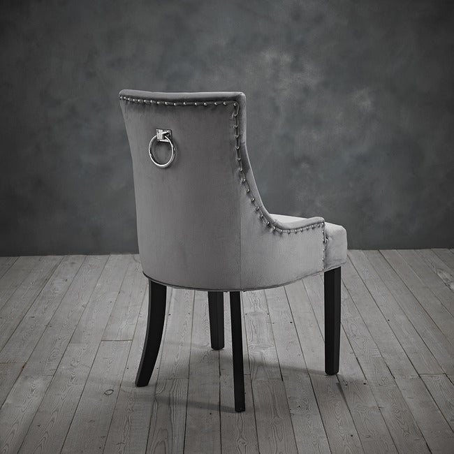 Morgan Grey Fabric Knockerback Dining Chair