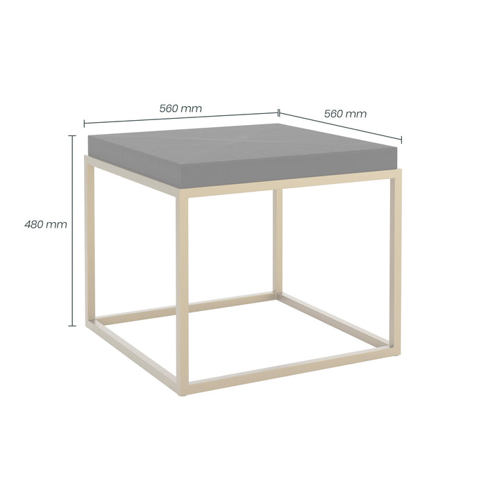 Norton Black Square Hand-Cut Ridge Side Table Brass Trim