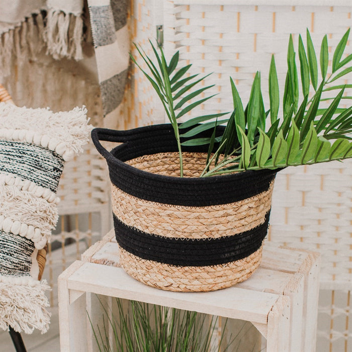 Black Rope & Grass Stripe Basket