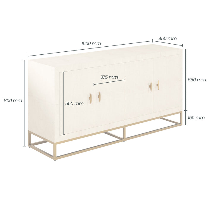 Hampton 4 Door Sideboard with Chrome Trim