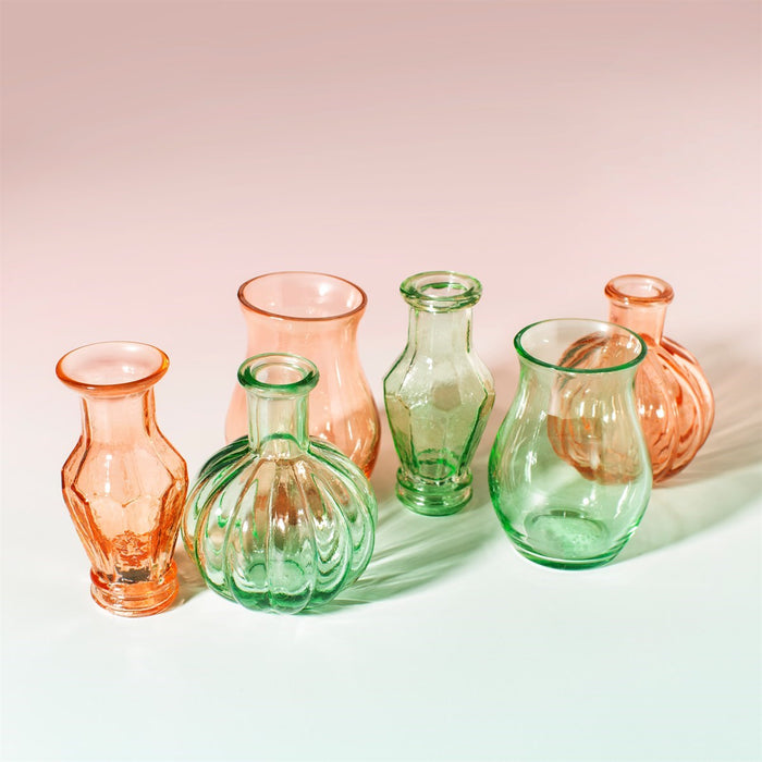 Recycled Glass Vintage Bud Vase Pale Green - Set Of 3