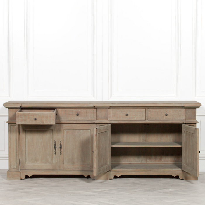 Rustic Classical White Cedar Wooden Sideboard 232cm