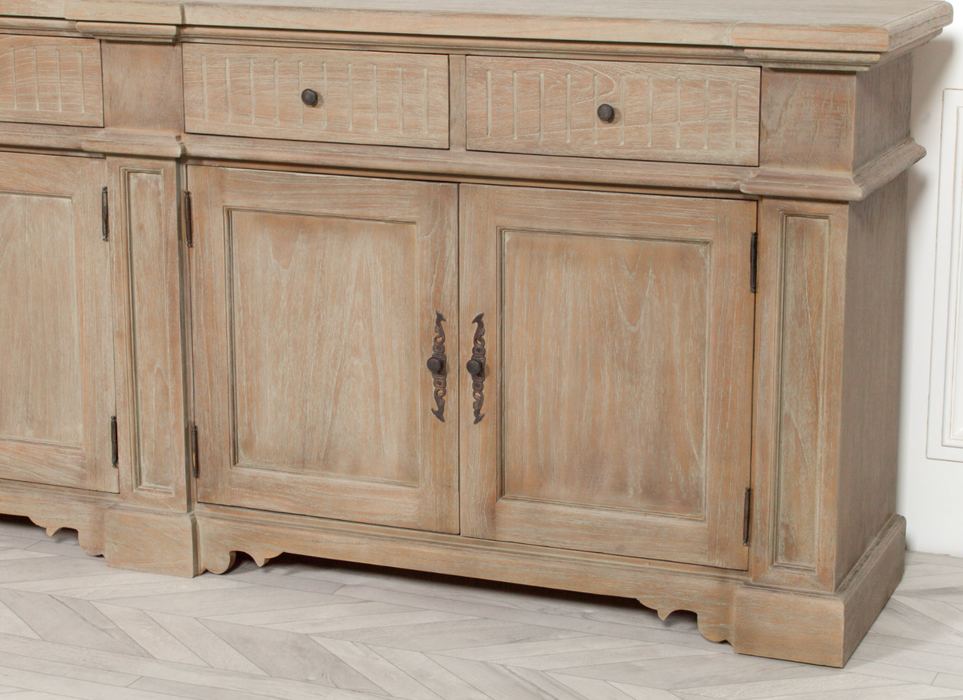 Rustic Classical White Cedar Wooden Sideboard 232cm